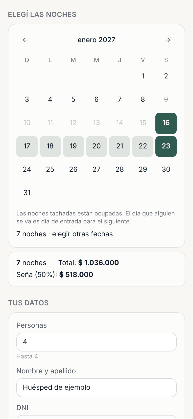 El calendario, las noches elegidas y la seña